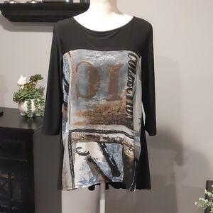 IC by Connie K print black tunic size medium